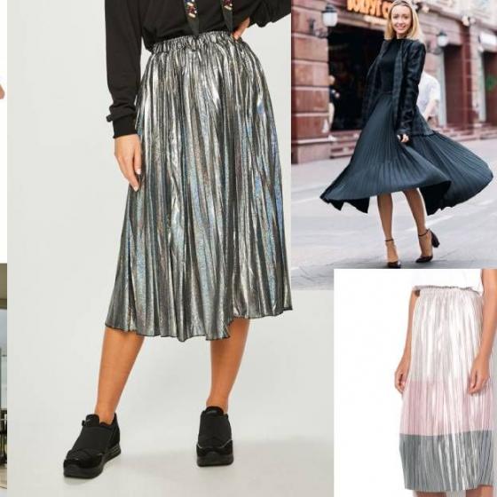 7 tipuri de fuste plisate în culori metalice pe care să le ai anul acesta