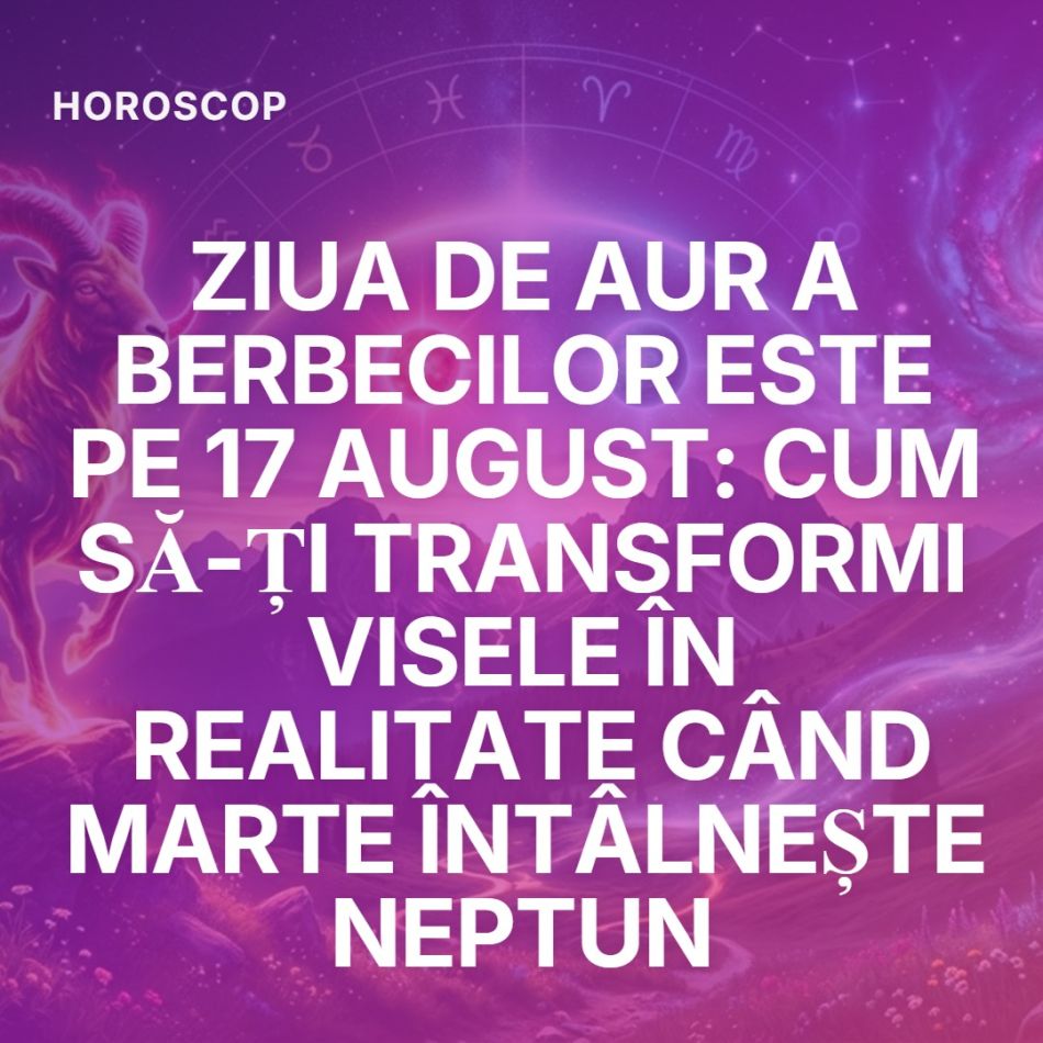 Ziua de AUR a BERBECILOR este pe 17 august: Cum să-ți transformi visurile în realitate când Marte întâlnește Neptun
