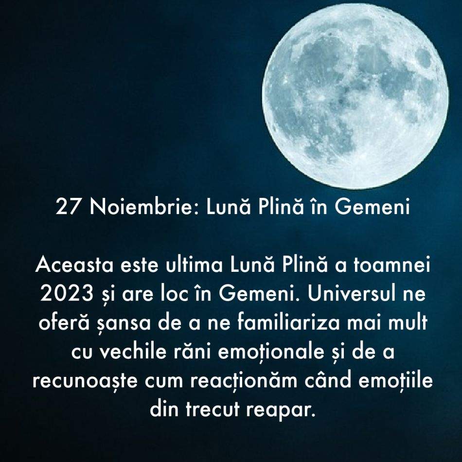 Evenimentele astrologice din noiembrie îndeamnă la eliberare de tirania grijilor. Avem parte de împlinire sufletească