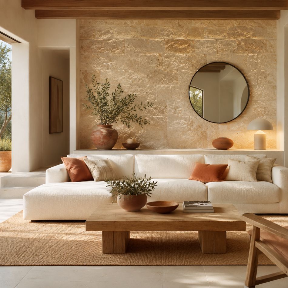 Decor cu piatră în living: cum adaptezi piatra naturală în designul interior modern