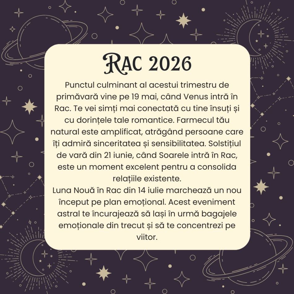 Horoscop RAC 2026 – A sosit momentul să nu-ți mai ignori intuiția și să o lași să te călăuzească spre noi culmi