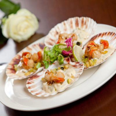 Kudi-reteta: St Jacques cu sos de muguri de pin