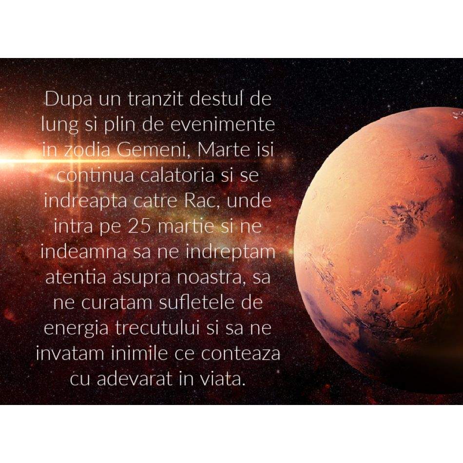 Pe 25 martie Marte intra in Rac pentru a ne invata ce conteaza cu adevarat in viata