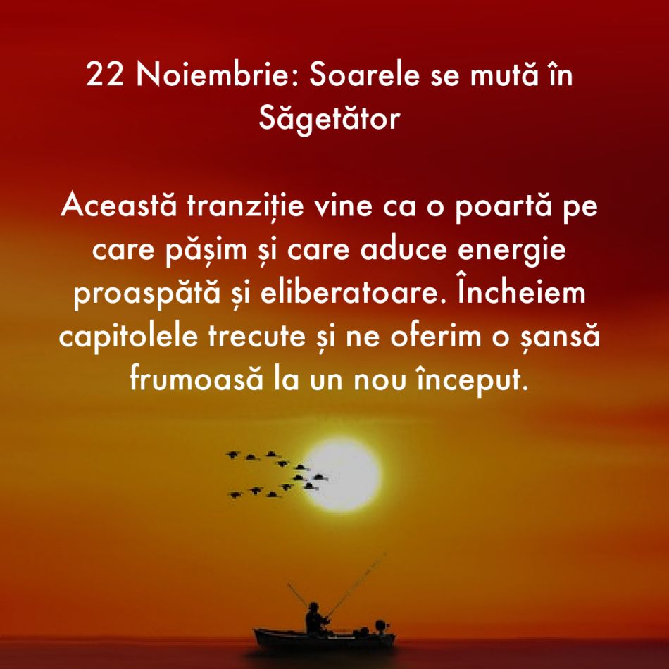 Evenimentele astrologice din noiembrie îndeamnă la eliberare de tirania grijilor. Avem parte de împlinire sufletească