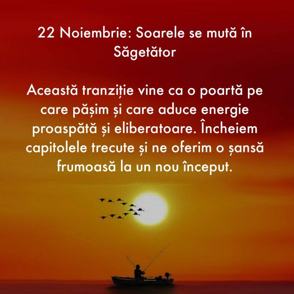 Evenimentele astrologice din noiembrie îndeamnă la eliberare de tirania grijilor. Avem parte de împlinire sufletească
