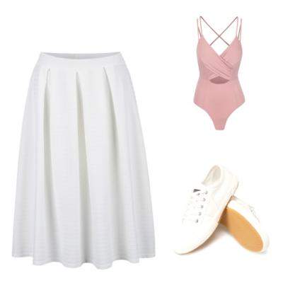 O fusta midi, trei tinute diferite