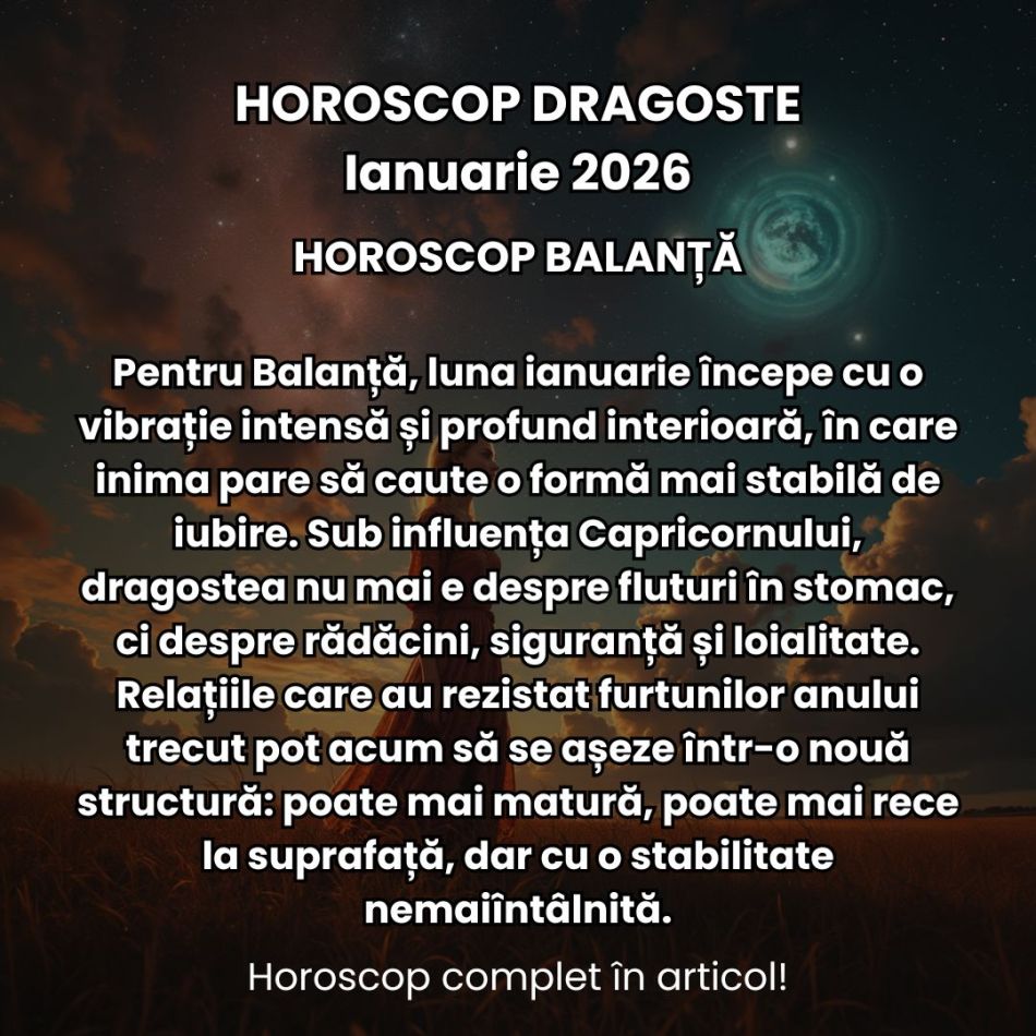 Horoscop Dragoste Ianuarie 2026: Un nou an vine cu o energie ambițioasă, plină de potențial și pregătită de provocări romantice