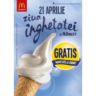 (P) Sarbatoreste pe 21 aprilie Ziua Inghetatei de la McDonald's 
