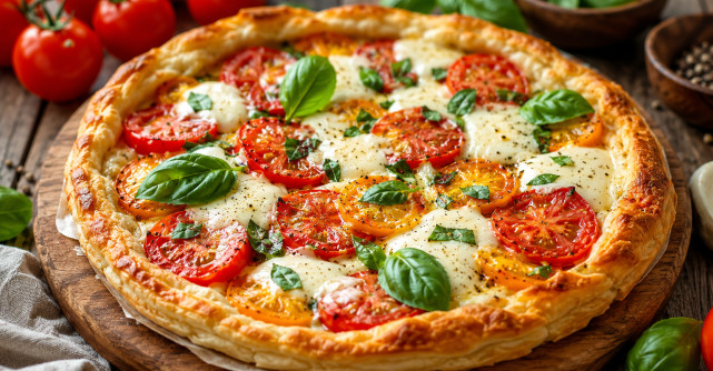 Tartă rapidă cu roșii, mozzarella și busuioc: rețeta simplă care arată ca dintr-o trattoria