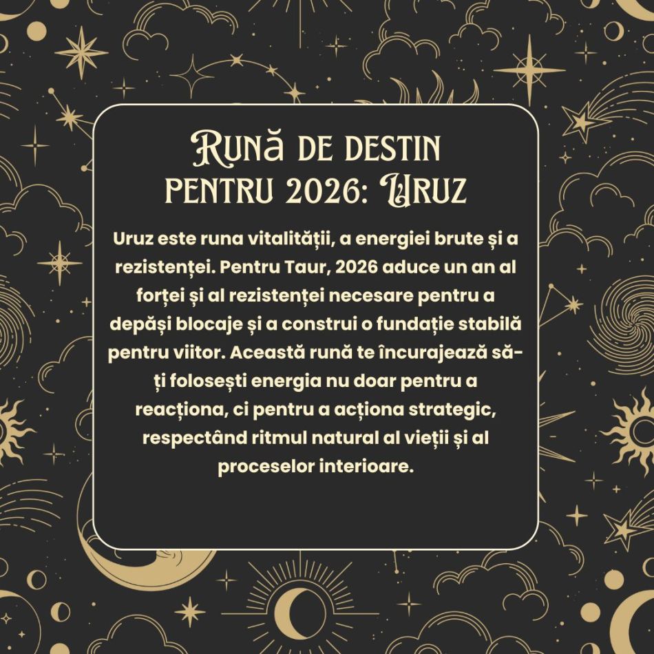  Horoscop Rune 2026 TAUR: Vei descoperi echilibru între energie și răbdare! Vei culege roadele efortului consistent