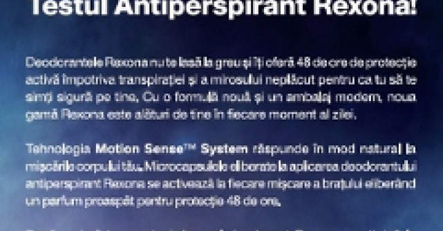 Participa la Testul Antiperspirant pe pagina de Facebook Rexona! 