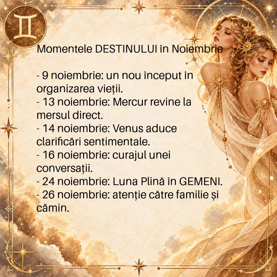Luna Plină schimbă DESTINUL! În Noiembrie, GEMENII primesc răspunsul care le poate aduce o mare ELIBERARE