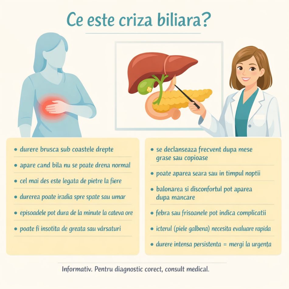Criza biliară: cum o recunoști rapid, cât durează și când devine o urgență 