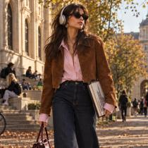 Jacheta scurtă din piele întoarsă în 5 outfituri de septembrie: combinațiile care fac tranziția spre toamnă mult mai stylish
