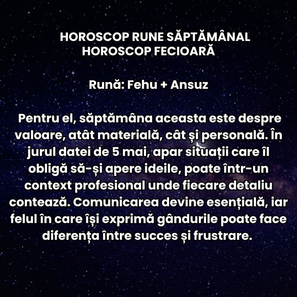 Horoscop Rune săptămâna 4-10 mai 2026: Universul nu ne mai lasă sa ezităm