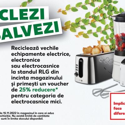 Kaufland demarează o campanie de colectare a deșeurilor electrice și electronice și oferă 25% reducere la electrocasnice noi