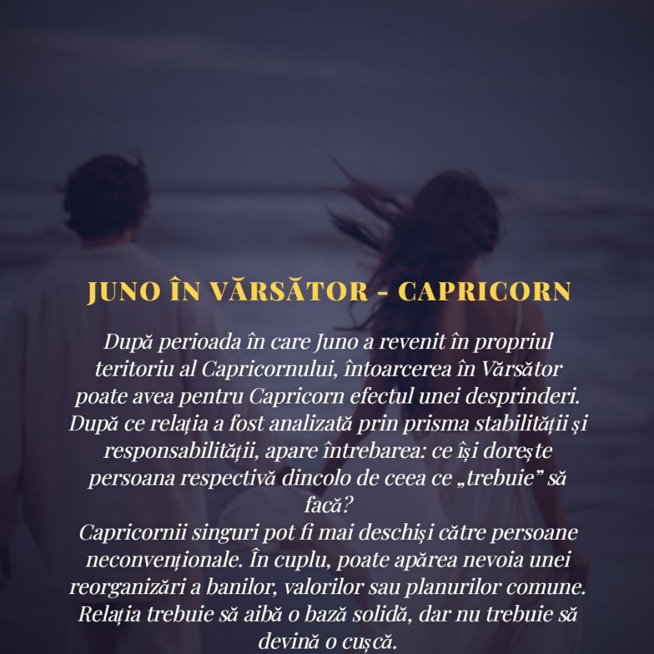 Juno în Vărsător până în ianuarie 2027: Marea încercare a iubirii. Relațiile ajung într-un punct fără întoarcere