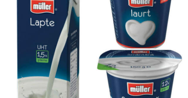 Muller schimba ambalajele pentru lapte, iaurt si smantana