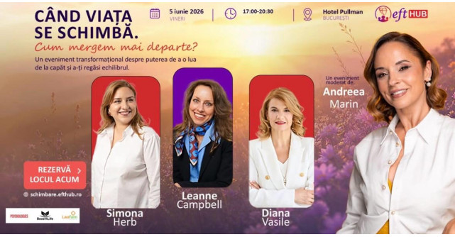 Când viața se schimbă. Cum mergem mai departe? Andreea Marin, într-un eveniment despre pierdere, traumă și reconstrucție 