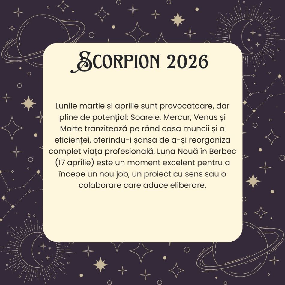 Horoscop SCORPION 2026 – Obstacolele îți testează limitele. Suișurile și coborâșurile te vor ajuta să îți redescoperi nevoile