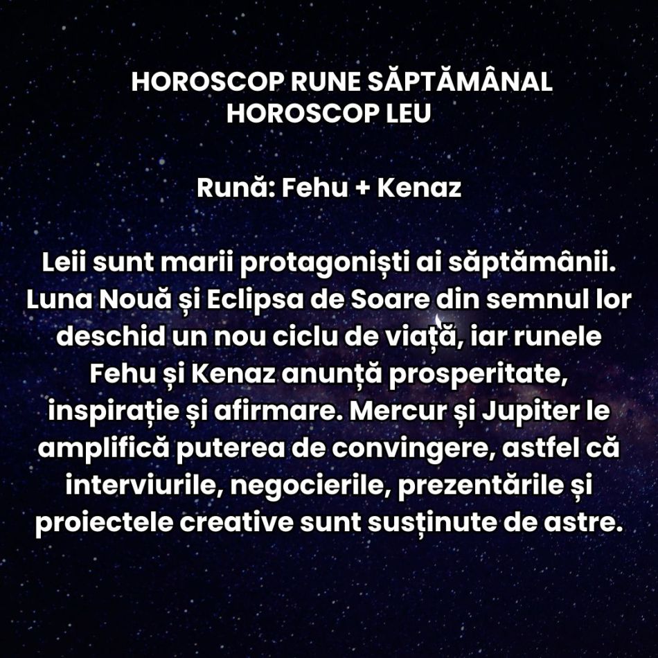 Horoscop Rune săptămâna 10-16 august 2026: Săptămâna Eclipsei aduce momente intense care ne ghidează spre renaștere! 