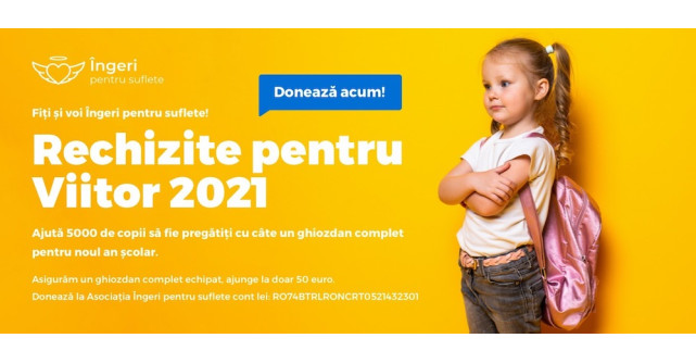 Asigură educația unui copil cu un ghiozdan pregătit de școală. Donează acum, educă o generație și schimbi viitorul țării!