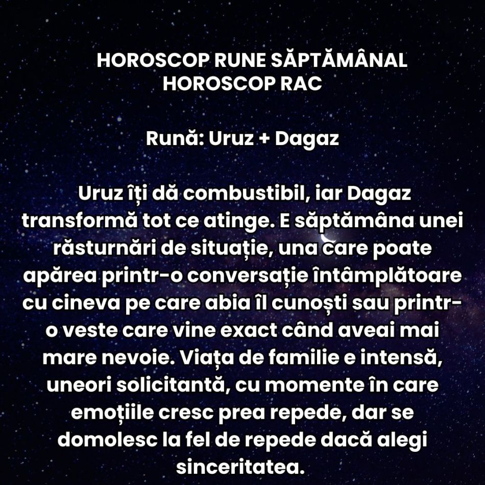 Horoscop Rune săptămâna 26 ian-1 feb 2026: Simțim că lucrurile nu mai pot continua la fel! Îndrăznim pe drumuri necunoscute