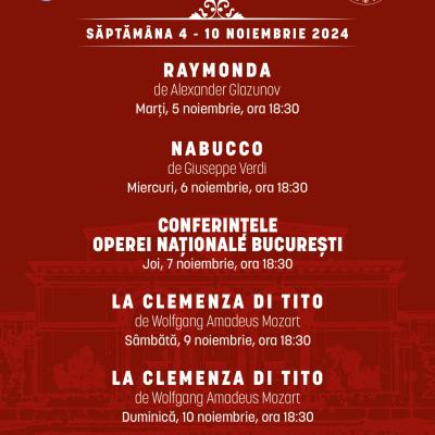 Început de noiembrie, la Opera Națională București, cu spectacole memorabile de balet și operă