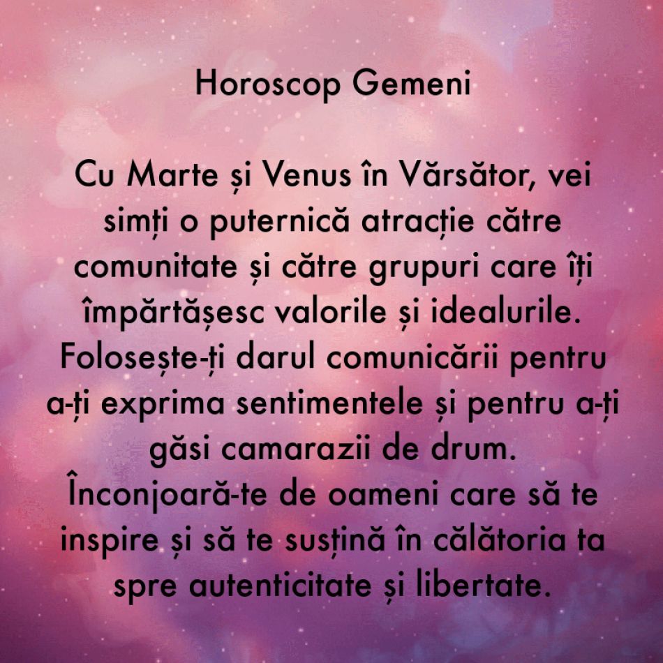 14-16 Februarie, zile încărcate de energie cosmică. Marte și Venus se întâlnesc în Vărsător pentru a ne colora viețile