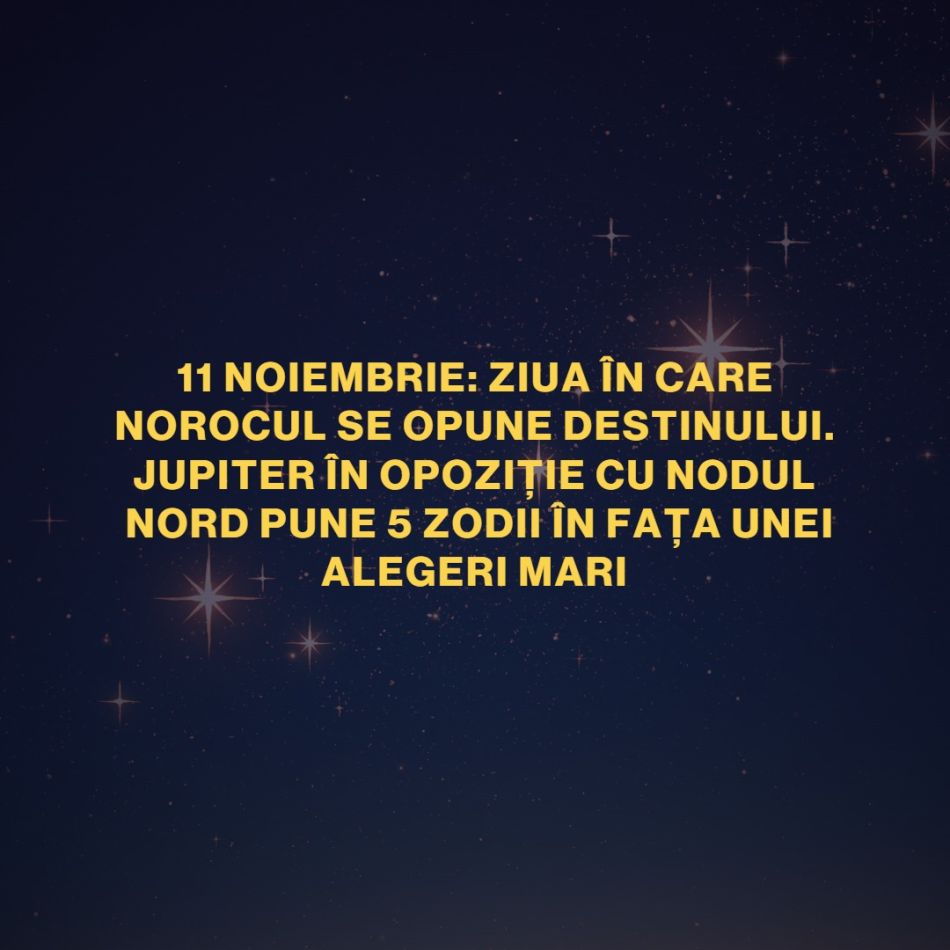 11 noiembrie: Ziua în care norocul se opune destinului. Jupiter în opoziție cu Nodul Nord pune 5 zodii în fața unei alegeri mari