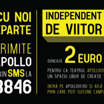 Actorii Bogdan Dumitrache, István Téglás și Ioana Bugarin iau parte la o campanie de donații pentru Teatrul Apollo 111