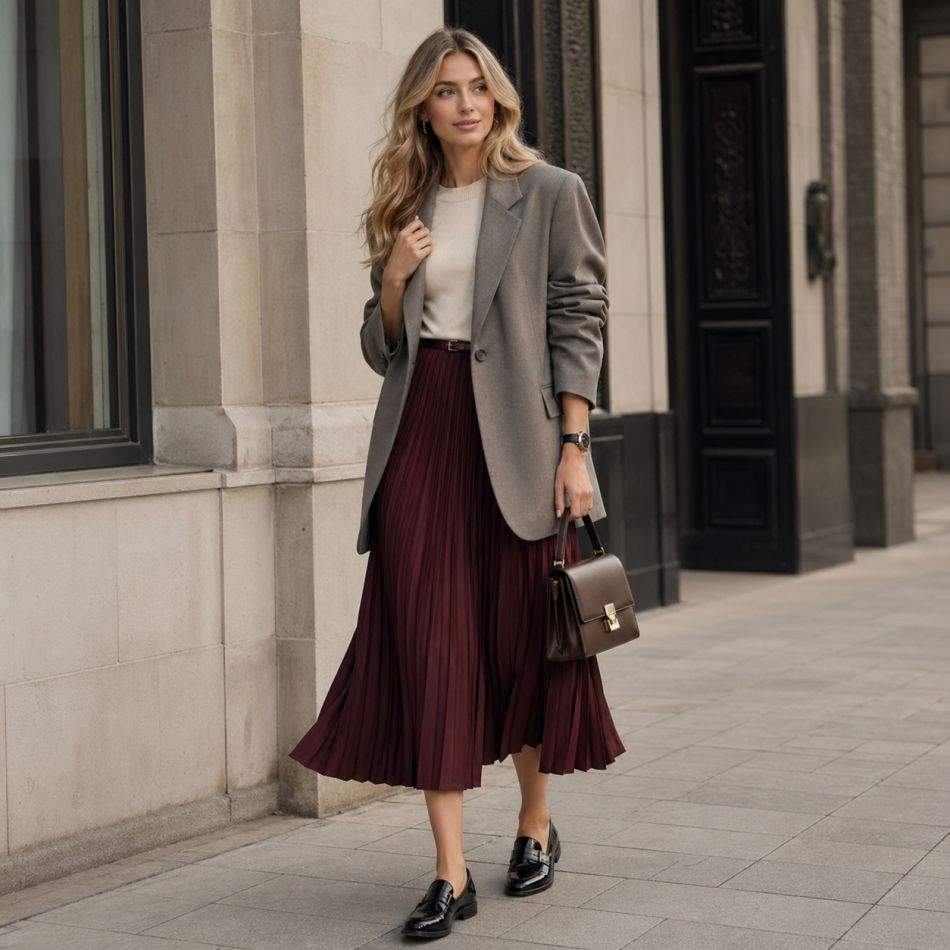 5 ținute cu fusta midi plisată: trucuri simple pentru un look modern, dar îndrăzneț