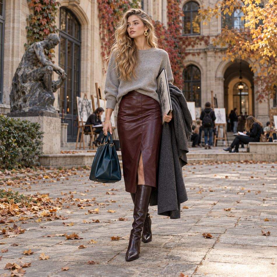 Fusta din piele în 5 ținute de toamnă: cum să construiești un look de toamnă
