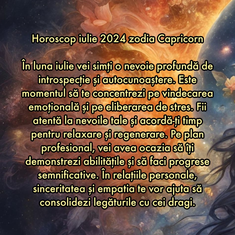 Horoscop iulie 2024. Divinitatea ne ia sub aripa sa și ne conectează cu energia vindecătoare a Cosmosului