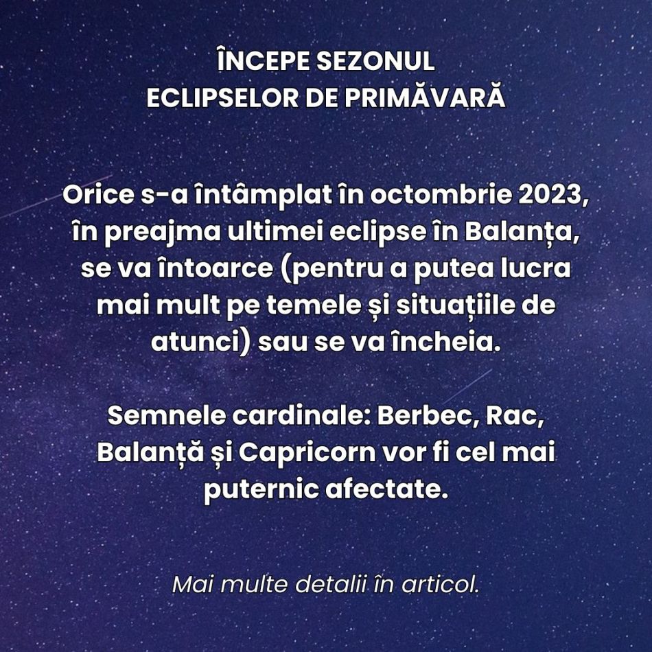 Începe sezonul Eclipselor de Primăvară! Relațiile noastre își accelerează transformarea începută vara trecută 