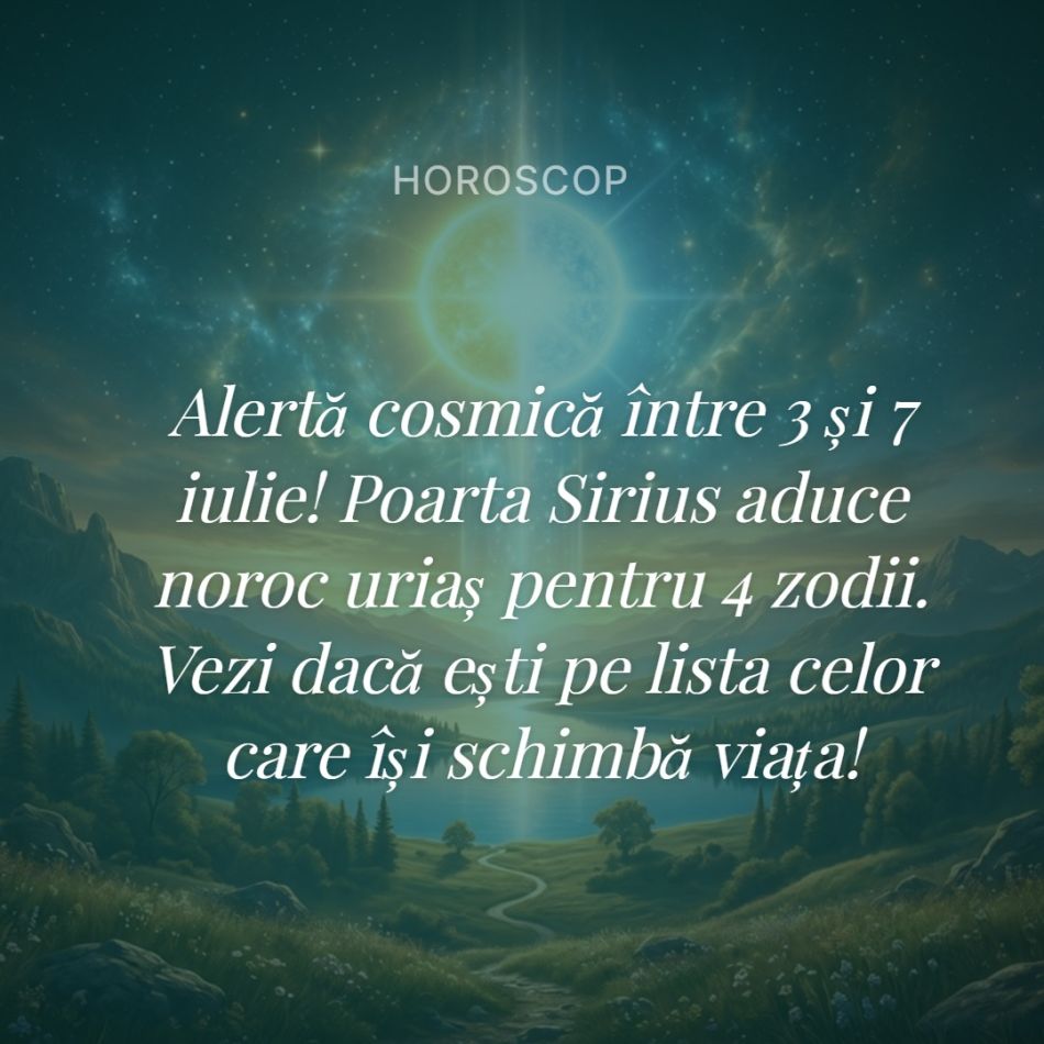 Alertă cosmică între 3 și 7 iulie! Poarta Solară Sirius aduce noroc uriaș pentru 4 zodii!
