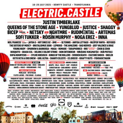 Afiș final pentru Electric Castle 2025: Justin Timberlake, Queens of the Stone Age, Yungblud, Justice ca headliners