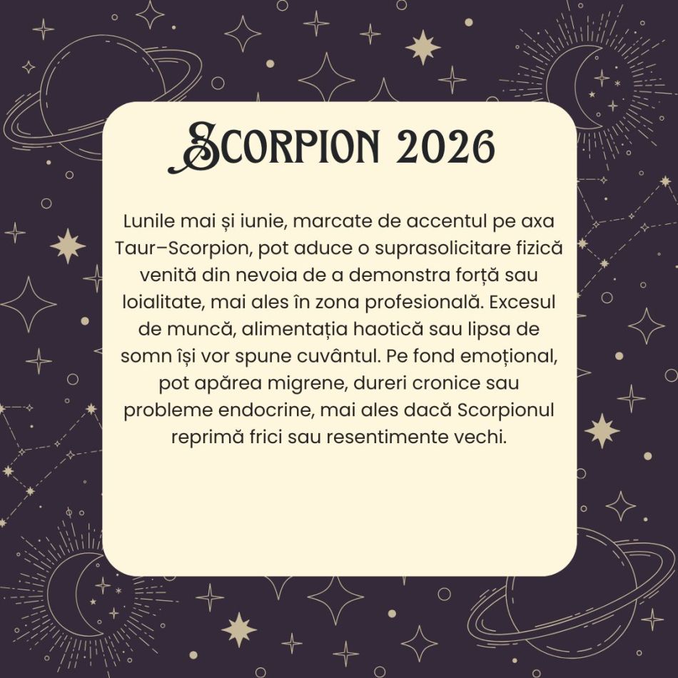 Horoscop SCORPION 2026 – Obstacolele îți testează limitele. Suișurile și coborâșurile te vor ajuta să îți redescoperi nevoile