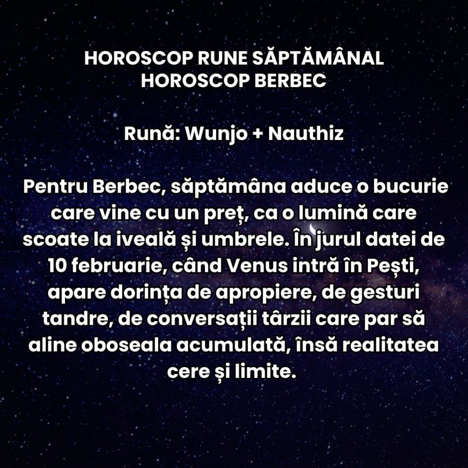 Horoscop Rune săptămâna 9-15 februarie 2026: Ne lăsăm purtați de romantism, dar Saturn în Berbec ne cere responsabilitate