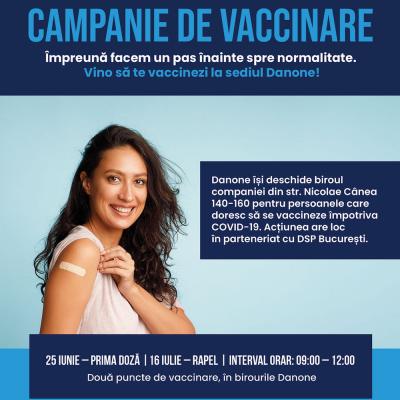 Danone continuă să sprijine comunitatea locală și deschide biroul companiei pentru o acțiune de vaccinare