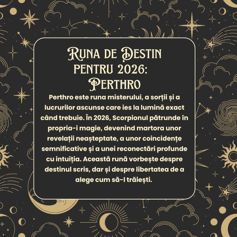 Horoscop Rune 2026 Scorpion: Descoperi misterele destinului propriu, te reînnoiești și îți croiești un drum care va căpăta sens