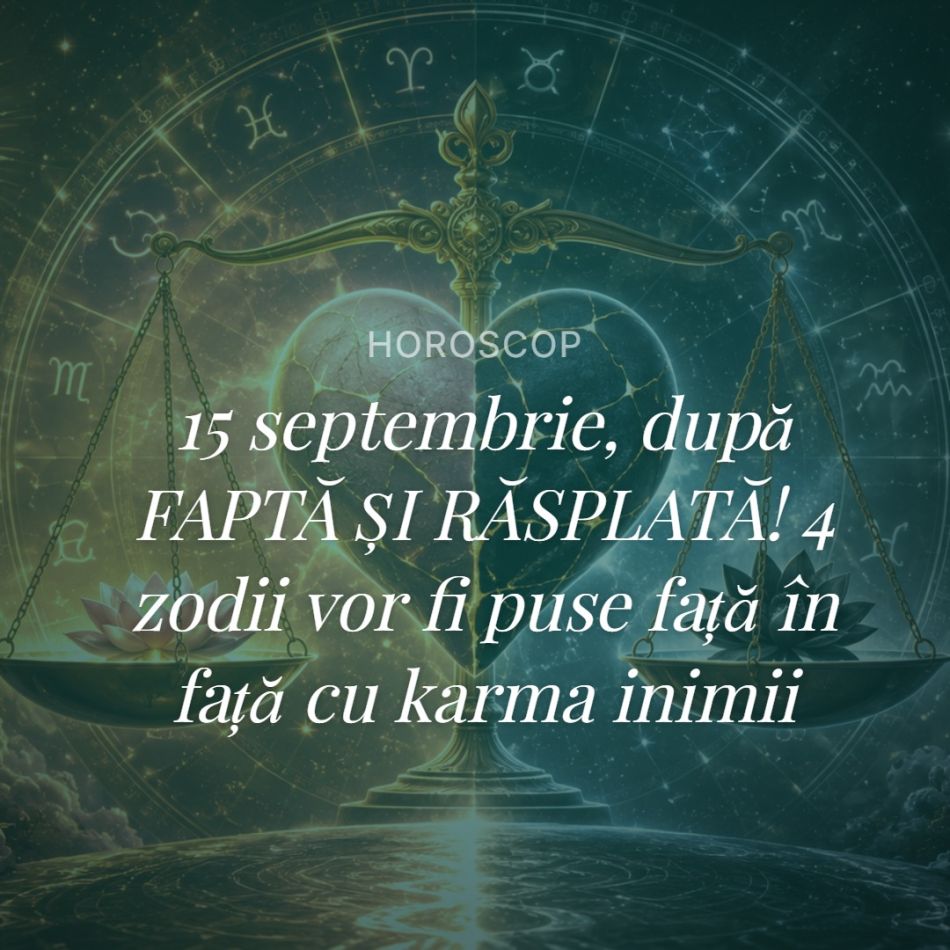 15 septembrie, după FAPTĂ ȘI RĂSPLATĂ! 4 zodii vor fi puse față în față cu karma inimii