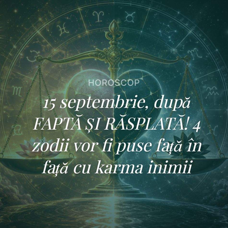 15 septembrie, după FAPTĂ ȘI RĂSPLATĂ! 4 zodii vor fi puse față în față cu karma inimii