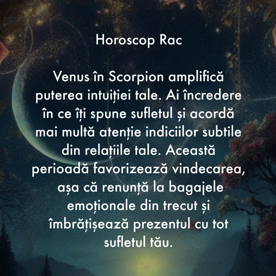 Venus în Scorpion trezește la viață adevăratele dorințe ale inimii. Nu ne mai putem ascunde, vrem totul sau nimic