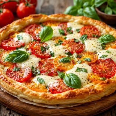 Tartă rapidă cu roșii, mozzarella și busuioc: rețeta simplă care arată ca dintr-o trattoria