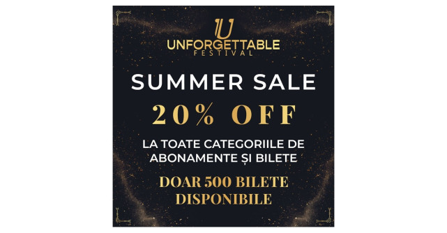 Unforgettable Festival lansează SUMMER SALE: 20% reducere la bilete. Doar 500 disponibile!