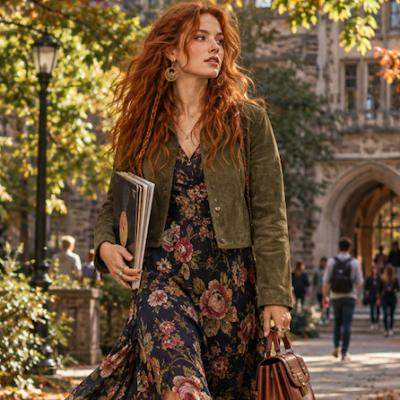 Rochia cu imprimeu floral după vară: 5 ținute de septembrie care o fac să arate complet diferit