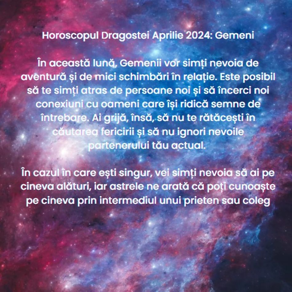 Horoscopul Dragostei Aprilie 2024: Explorăm toate cotloanele sufletului și ne conectăm la nivel emoțional cu cei din jur