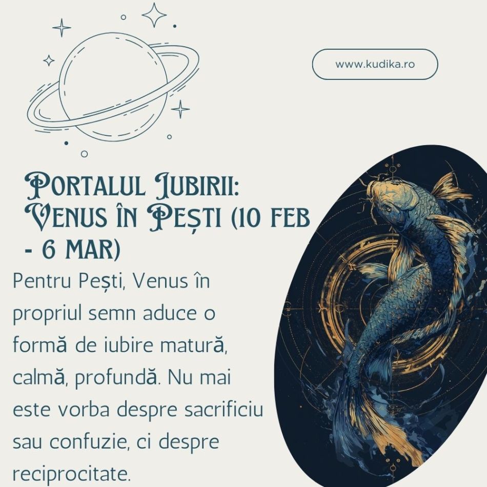 Se deschide PORTALUL IUBIRII (10 feb - 6 mar): Venus în Pești arată drumul spre iubirea adevărată pentru zodiile pregătite