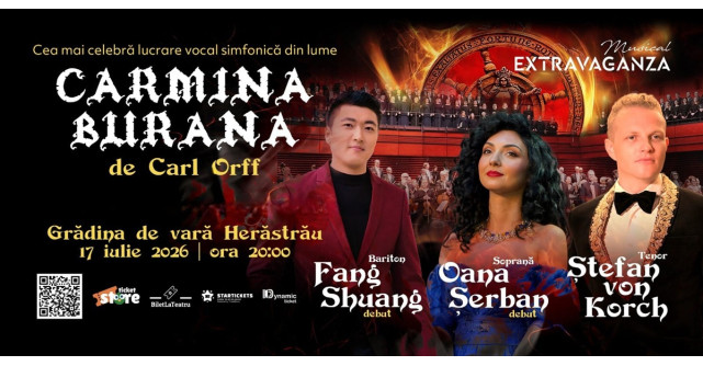 CARMINA BURANA – cu tenorul Ştefan von Korch în linia solistică - în premieră în aer liber în Bucureşti, pe 17 iulie 2026